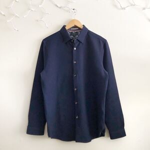 Men’s Ted Baker London Navy Blue textured button shirt preowned size 4